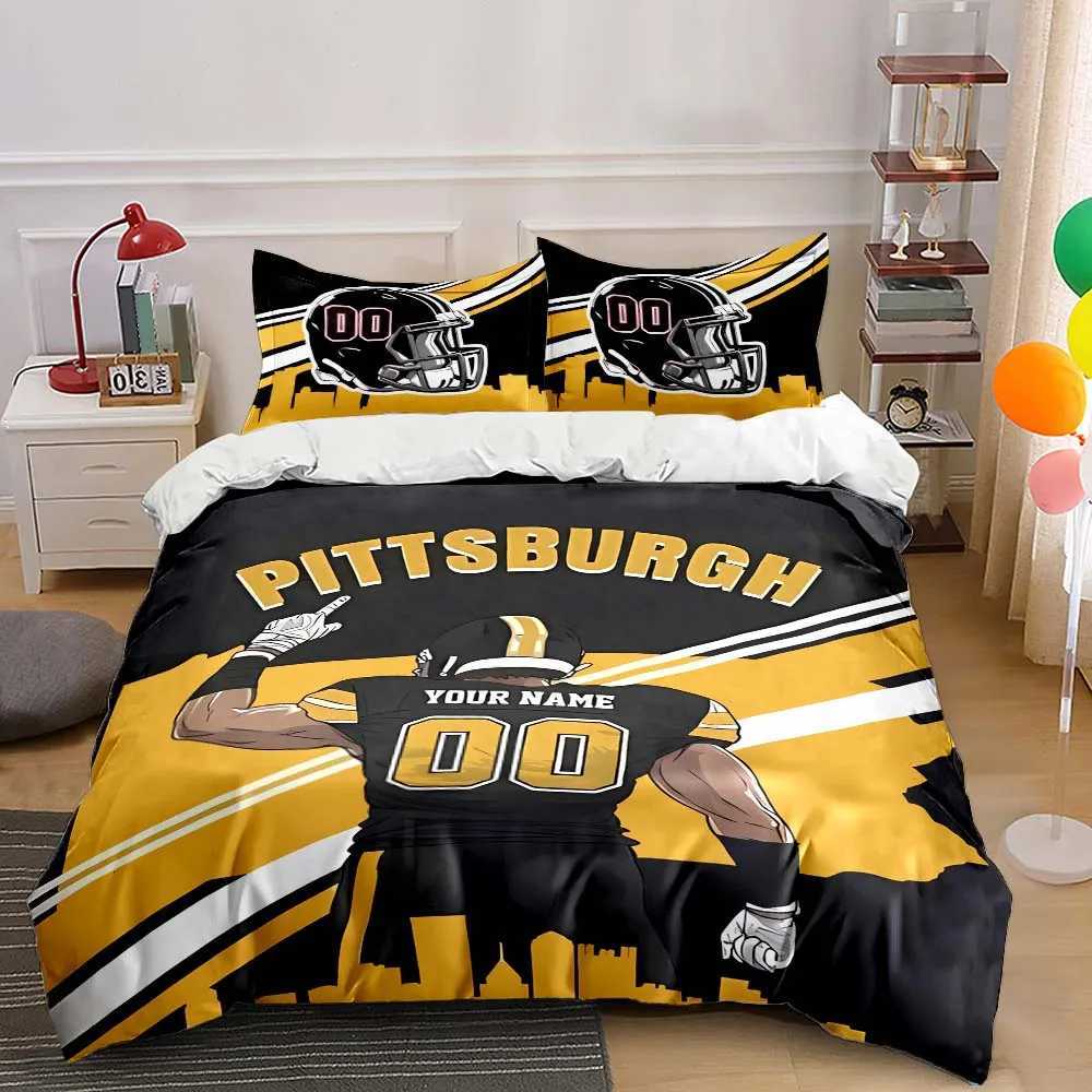 Custom Name and Number Quilt Cover American City Football Bedding Set 3 Pieces Settings Bed case Bed Cover Bedroom Bed SetM251118