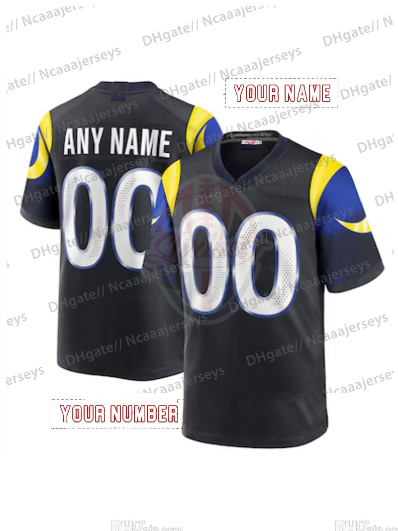 Customable 2025 Black Rivalries jerseys Matthew Stafford Kyren Williams Aaron Donald Puka Nacua Adams Rozeboom Jaylen McCollough Stetson Bennett IV333