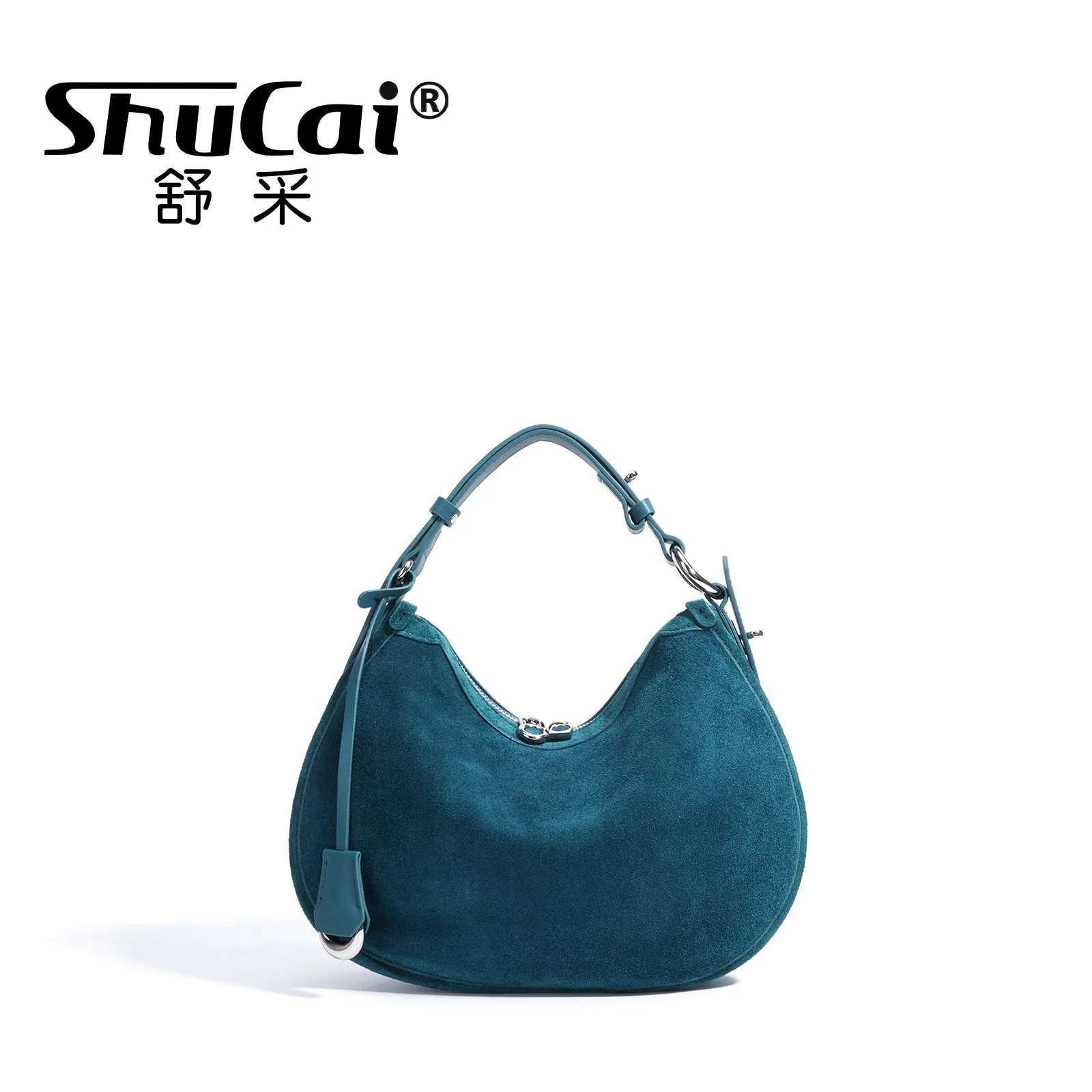 Womens Frosted Leather Crescent Shoulder Bag Fashion Retro Trend Ladies Suede Cowhide Crossbody Handbag Female High QualityW251118