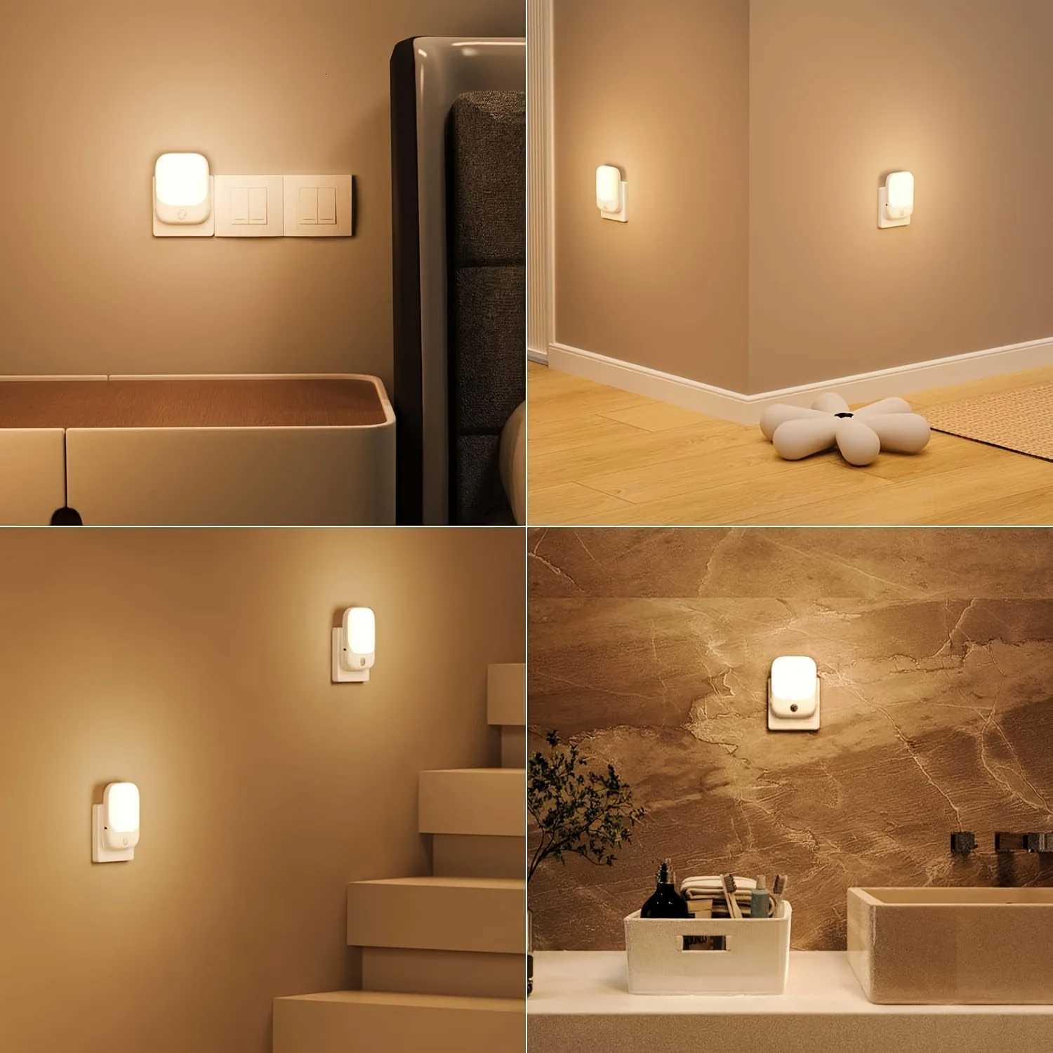 1/2Pc EU Plug Night Light with Motion Sensor LED Night Light Socket with 3 Modes and 5 Brightness Dimmable for Bedroom M251118