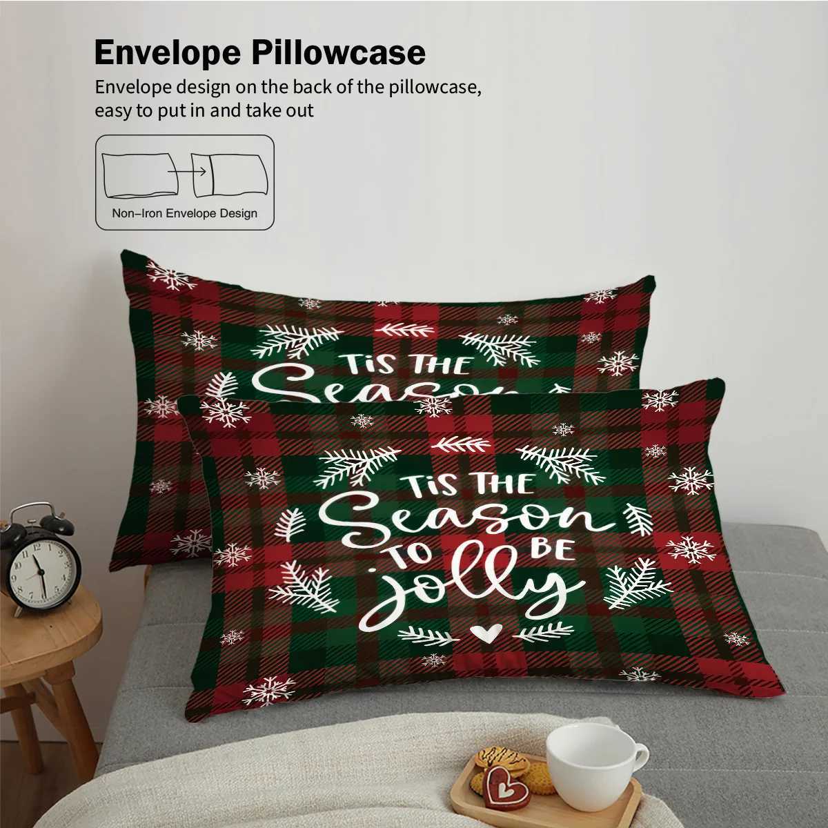 3pcs Christmas Plaid Print Coreless Bedding Set Comfortabl Dormitory Bedroom Holiday Decoration Multiple Sizes Machine WashableM251118