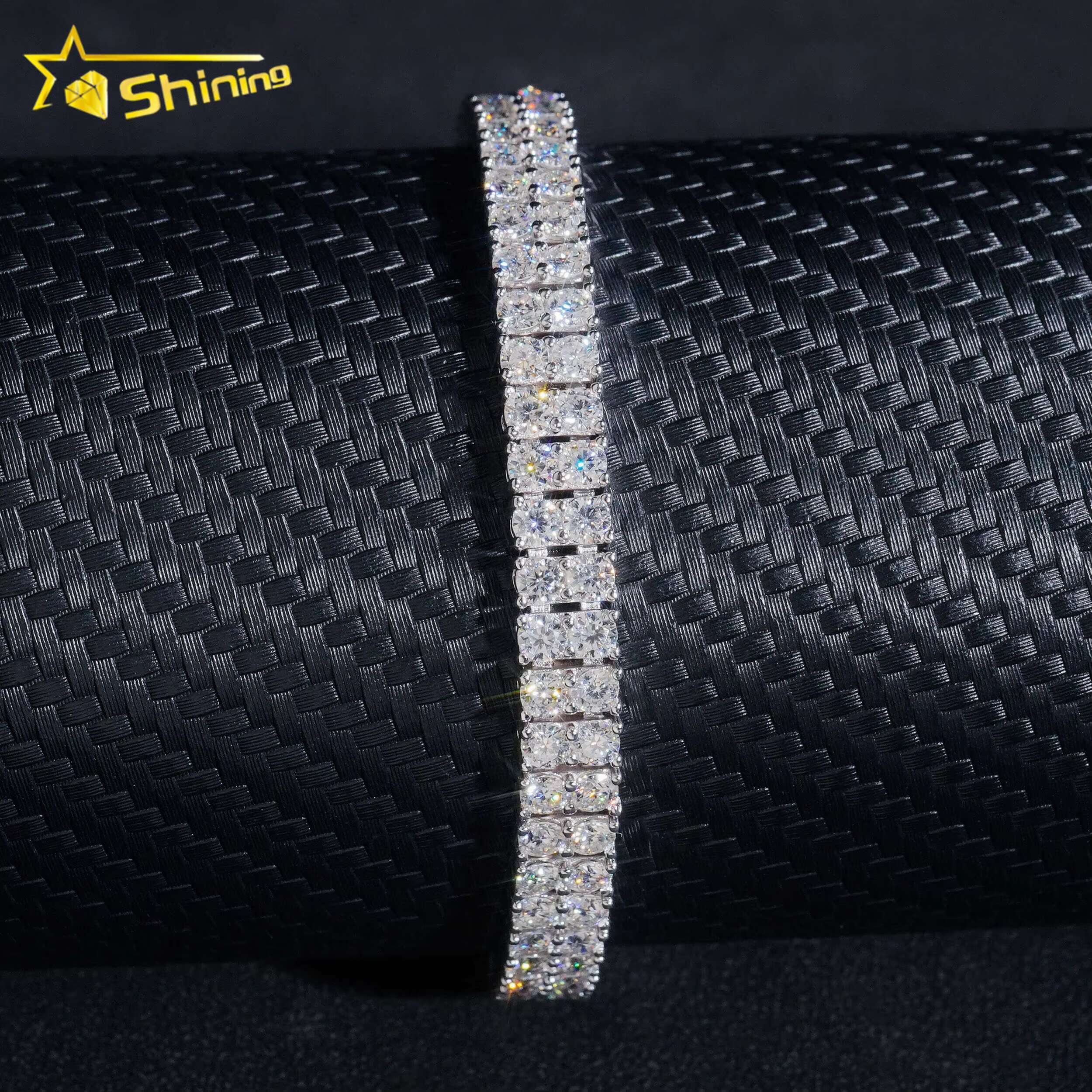 Hip Hop Jewelry 6MM Iced Out Sier Gold Plated VVS D Color Moissanite Men Moissanie Tennis Bracelet