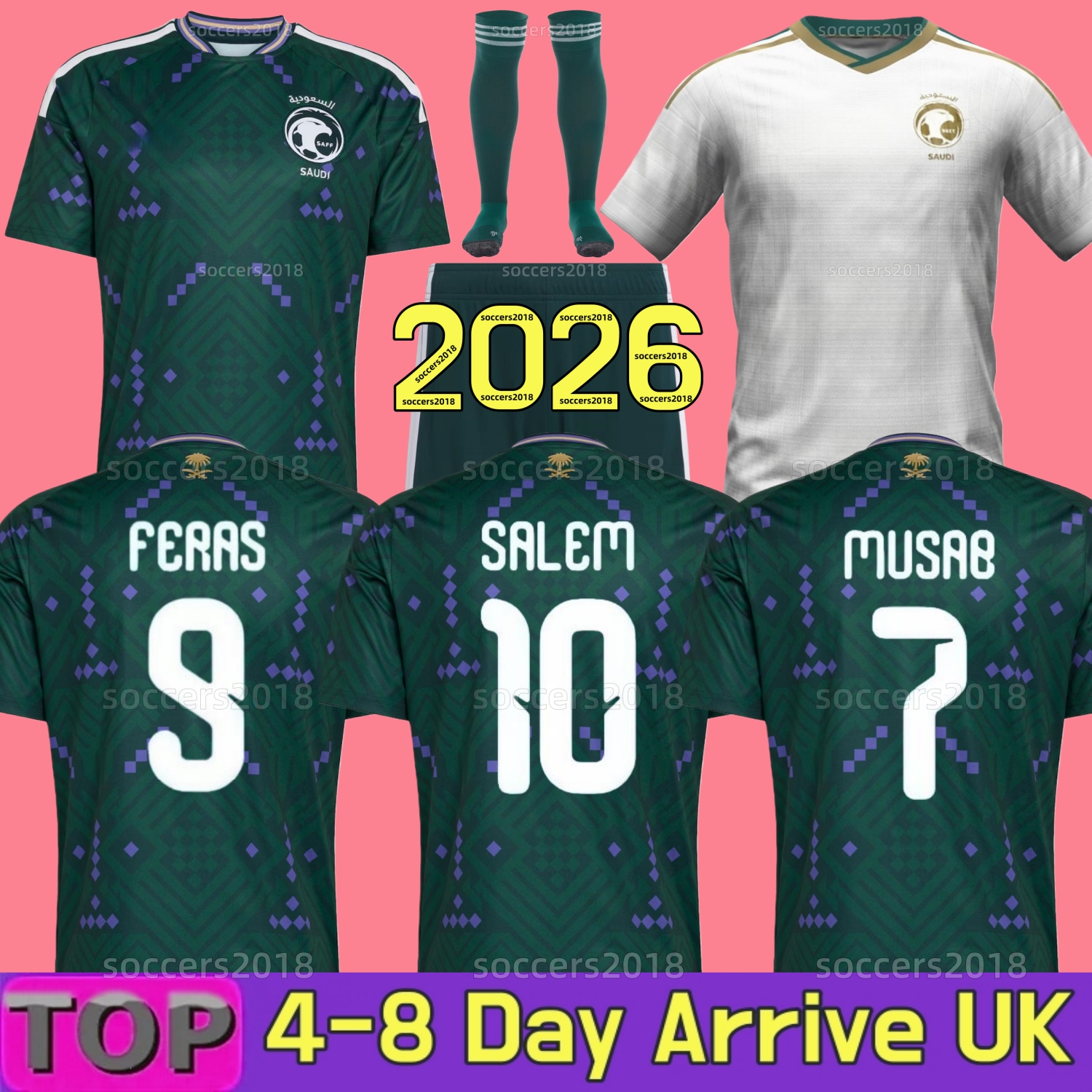 Saudi Arabia 2026 World Cup soccer jerseys 26 27 Firas Al-Buraikan Musab Al-Juwayr Saud Abdulhamid Hassan Tambakti football shirts home away fans player man kids kit
