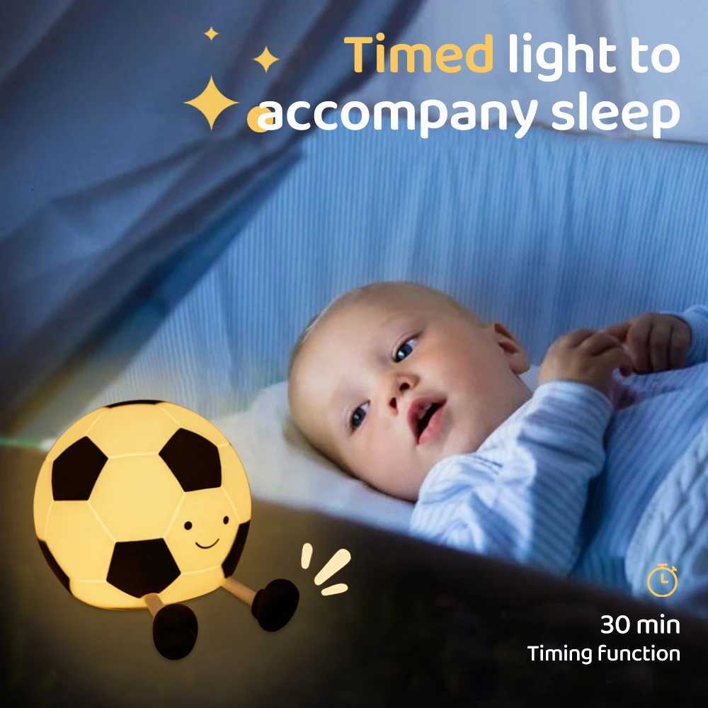 Novelty Football Silicone Night Light Rechargeable Sleeping Night Lamp with 3 Level Dimmable Nursery Bedside Lamp For Room Decor M251118