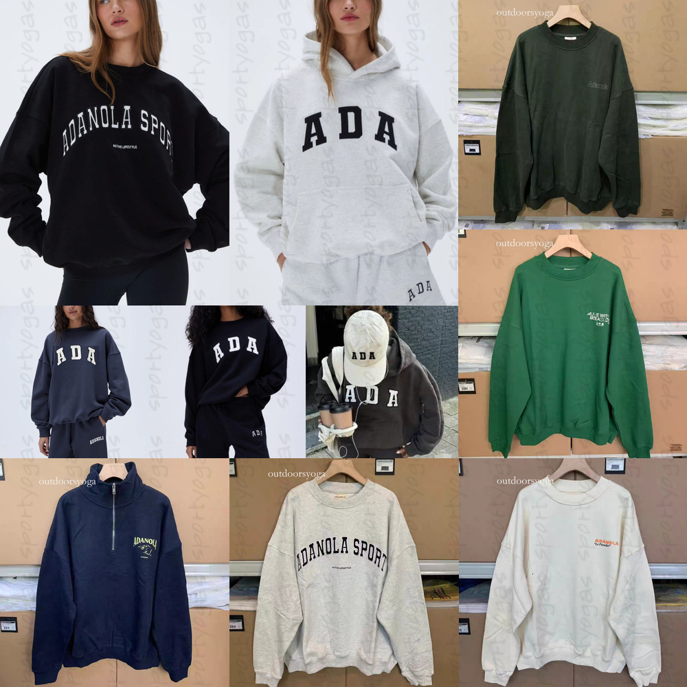 Adanolas Hoodie Relaxed Fit Sport Laidback With Designer Pullover Women Clothes Sportswears Round Neck Letter Printed Long Sleeved Sweatshirt Fashion T-Shirt 2Af
