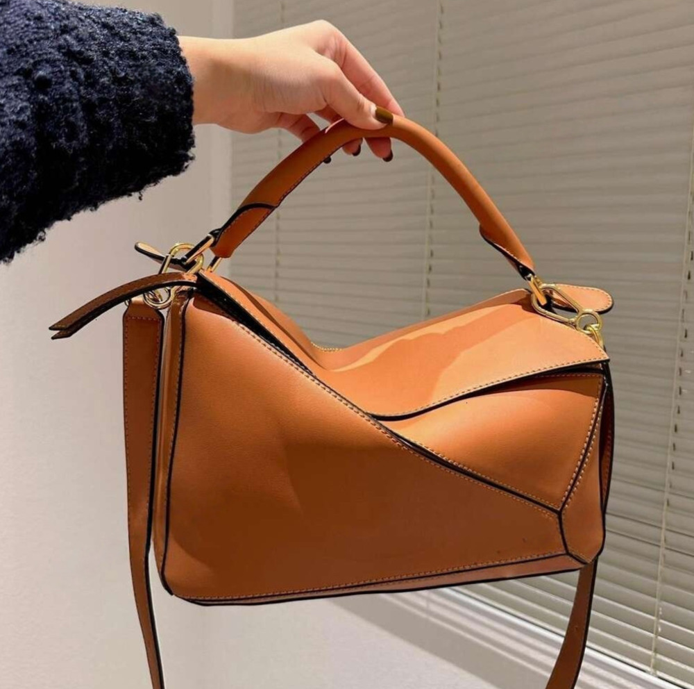 Designer Geometric Straight Line Genuine Leather Handbags Shoulder Bucket Woman Clutch Bags CrossBody Geometry Square Contrast Color Patchwork 251118