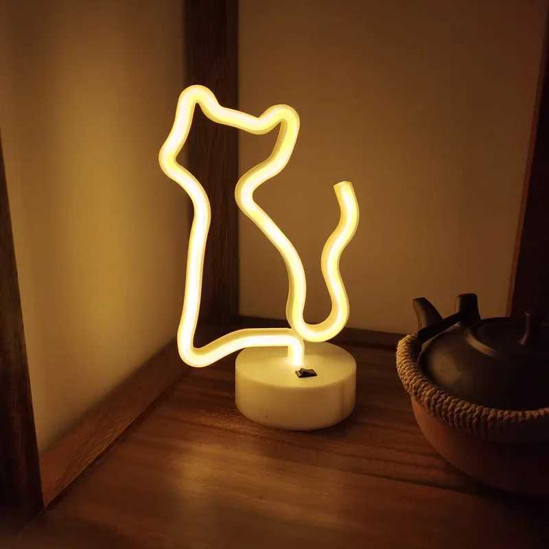 Cat Neon Light Sign LED Animal Figure Modeing Lamp Decoration Ornaments for Room Pet Shop Party Holiday USB and Battery Powered M251118