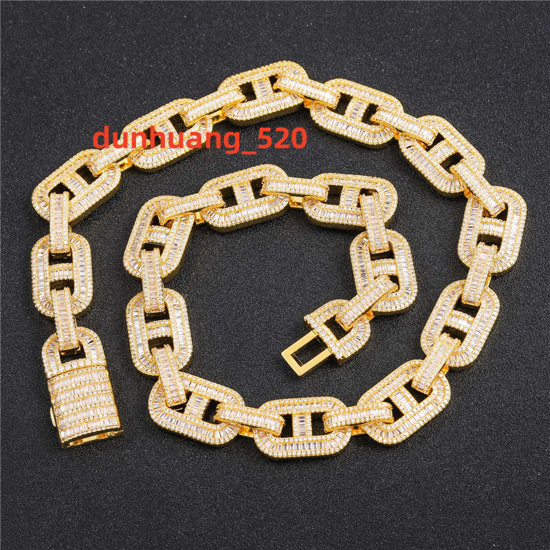 Men Women Fashion Jewelry 15mm 16-24inch Gold Plated Bling Coffee Bean Cuban Chain Necklace Bracelet Hip Hop Trendy