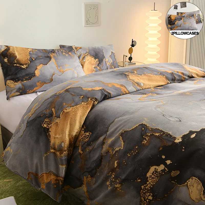 Cozy Brushed Polyester Duvet Cover Set with cases - Vibrant Print Hypoallergenic Easy Care Perfect for King/Queen BedsM251118