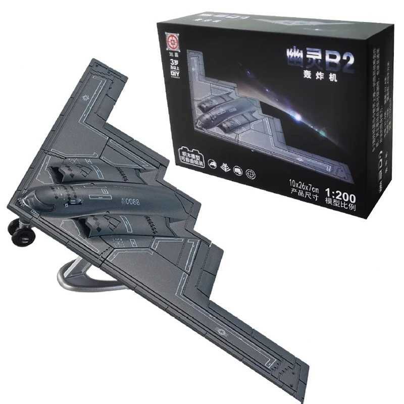 1200 Creative Military Series Building Blocks The B2 Ghost Stealth Bomber Fighter Model Home Decor Toys For Kids Christmas Gift C251118