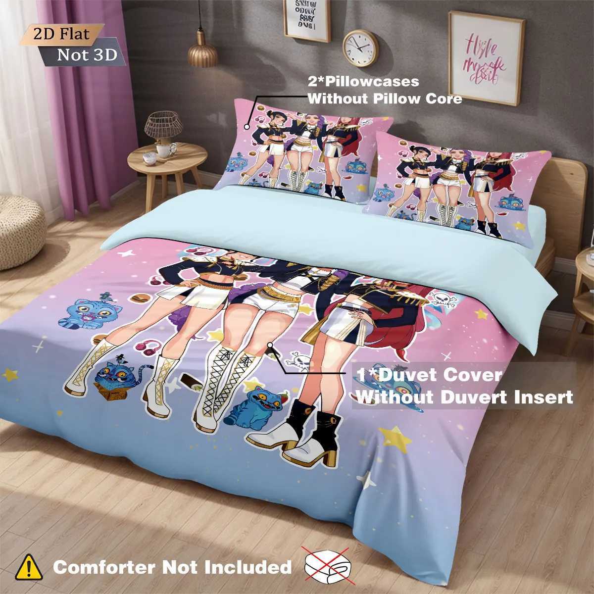 3pcs K-Pop Demon Hunters Print coreless Bedding Set Multi Sized Bedding Dormitory duvet Cover Soft Decoration Machine WashableM251118
