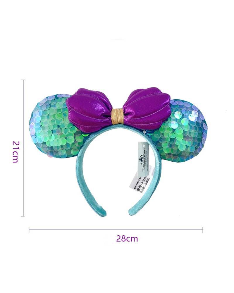 Custom Disney Mickey Mouse Ear Headband Amusement Park Hair Hoop Fish Scale Sequin Mesh Party Headwear Girl Toy Birthday
