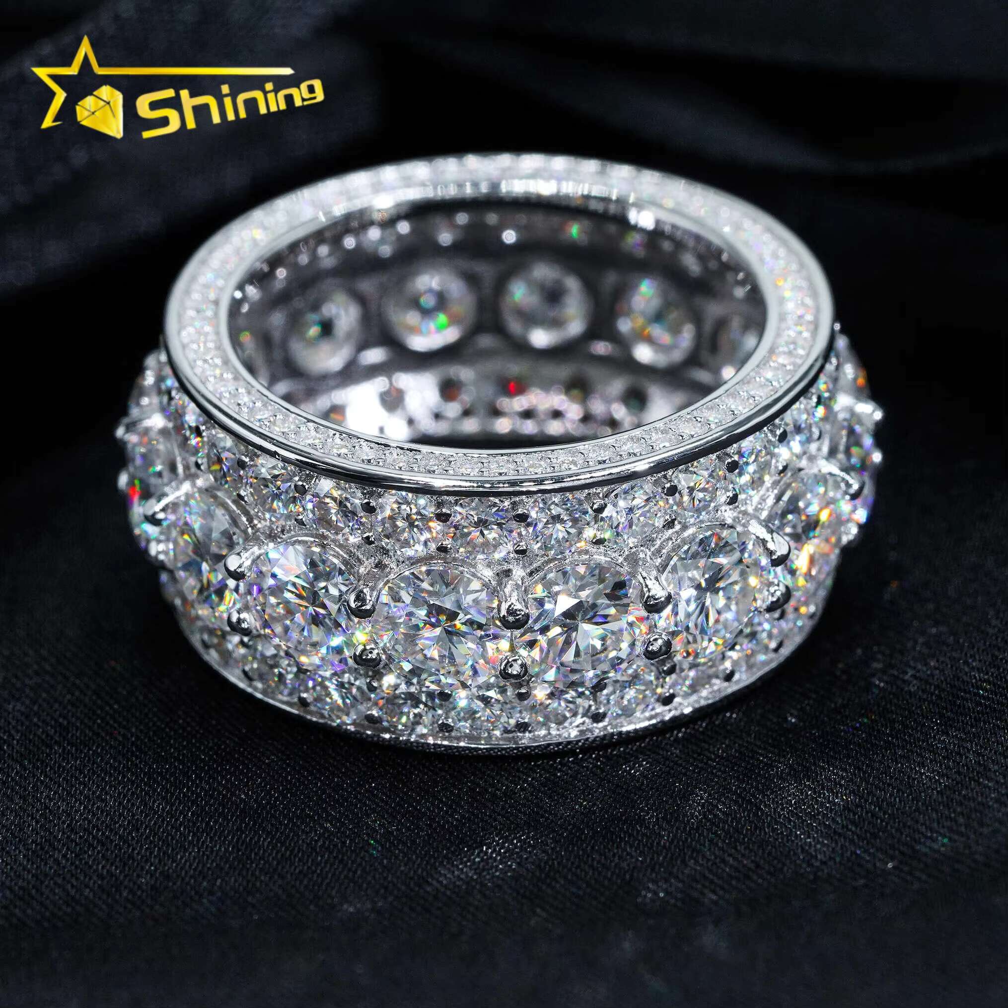 Hot Sale Fine Men Engagement Rings Sier Moissanite Dia Ring Iced Out Jewelry
