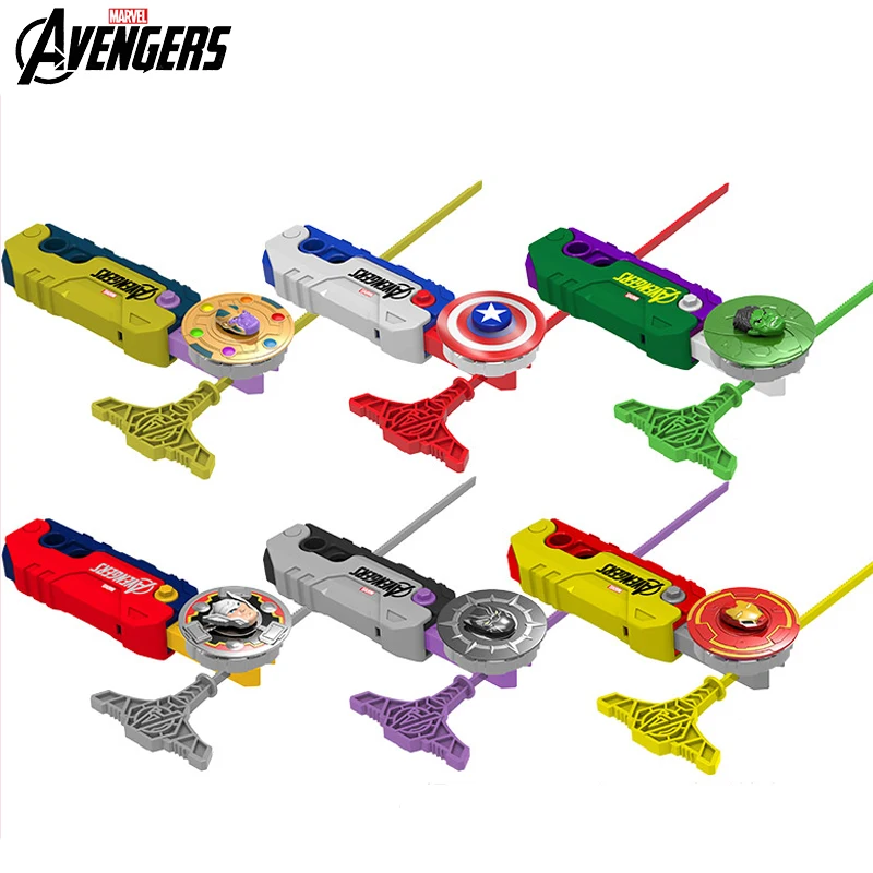 6 Styles Marvel Avengers Captain America Iron Man Style Beyblade Battle Game Beyblade Launcher 4PCS Fidget Spinner Movie Peripheral Toy Set Boys Boys 