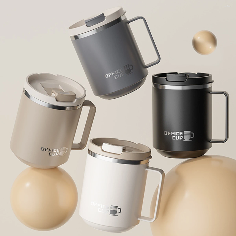 WORTHBUY 304 Stainless Steel Double Wall Insulated Coffee Mug With Handle Portable Sealed Water Cup Large Capacity Drinking Cup