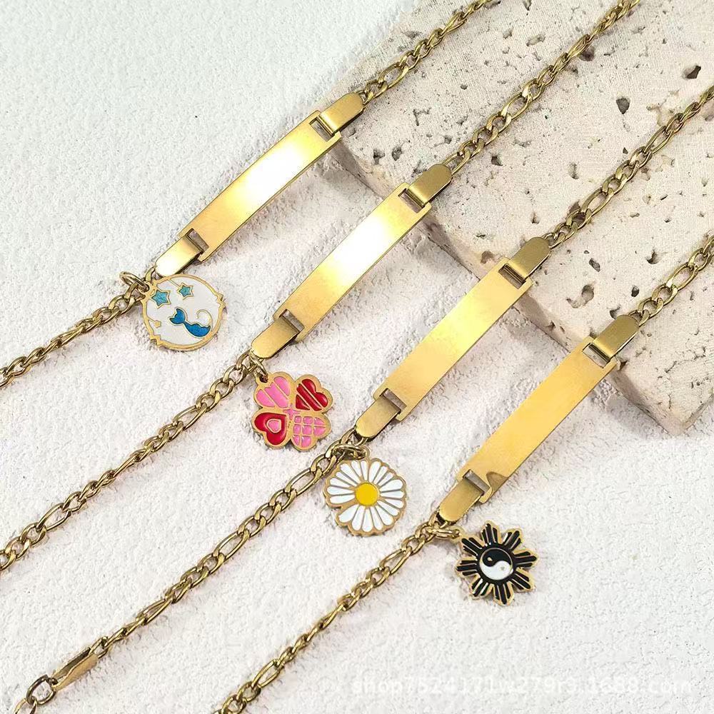 DUOYING Custom Nameplate Bracelet Butterfly Chain Personalized Enamel Colorful Charms Bangles For Kids Jewelry Gift 250214