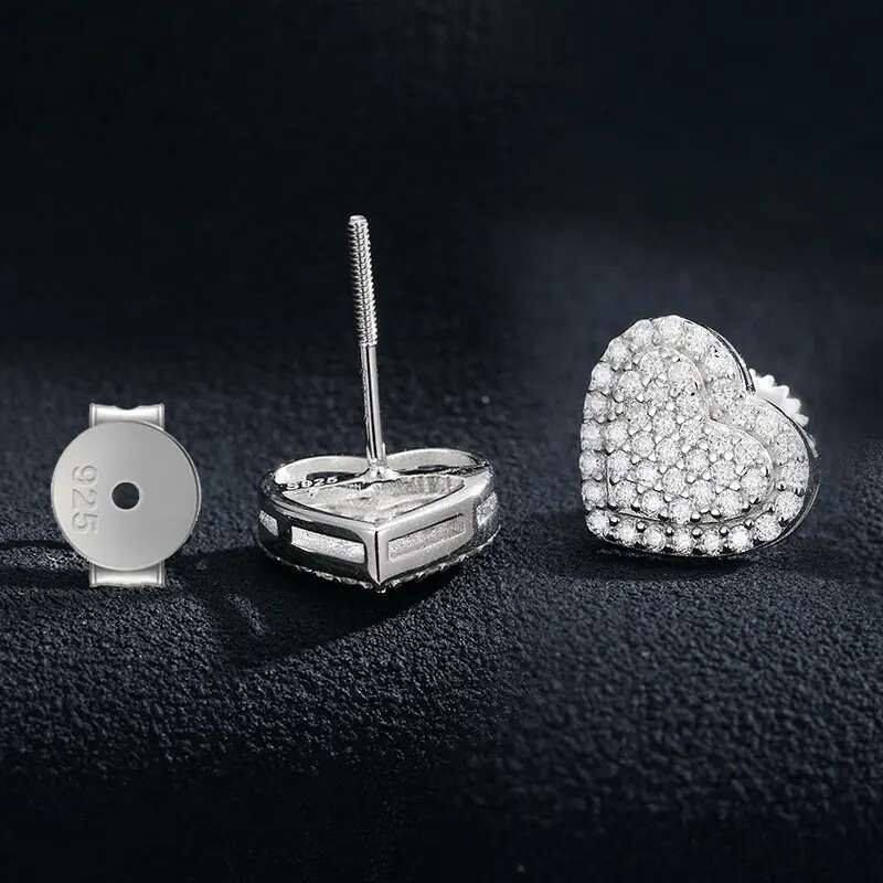 Heart Moissanite Sier Fashion Earring For Women Fine Jewelry