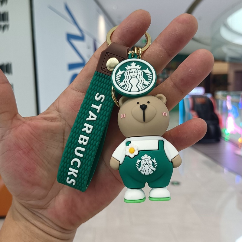 Free shipping Keychains Lanyards Starbucks Bear Keychain Cartoon Exquisite Car Keychain Doll Bag Pendant fashion simple