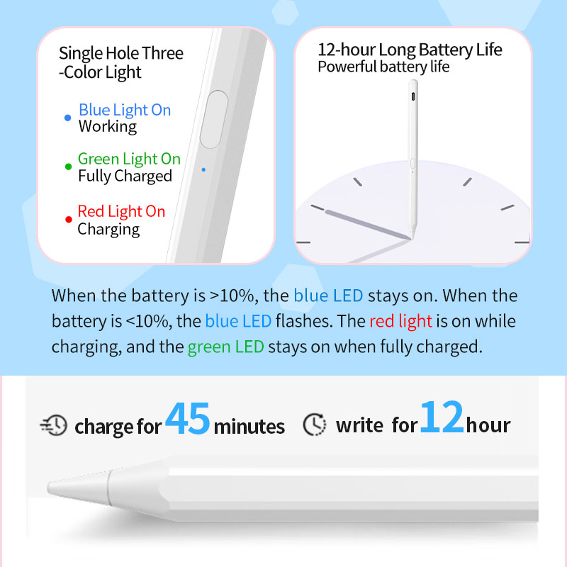 Wholesale Factory Active Pencil Stylus with Hexagonal Metal Penholder Touch Screen Pen with Palm Rejection Tilt Function for Ipad Air Pro mini7