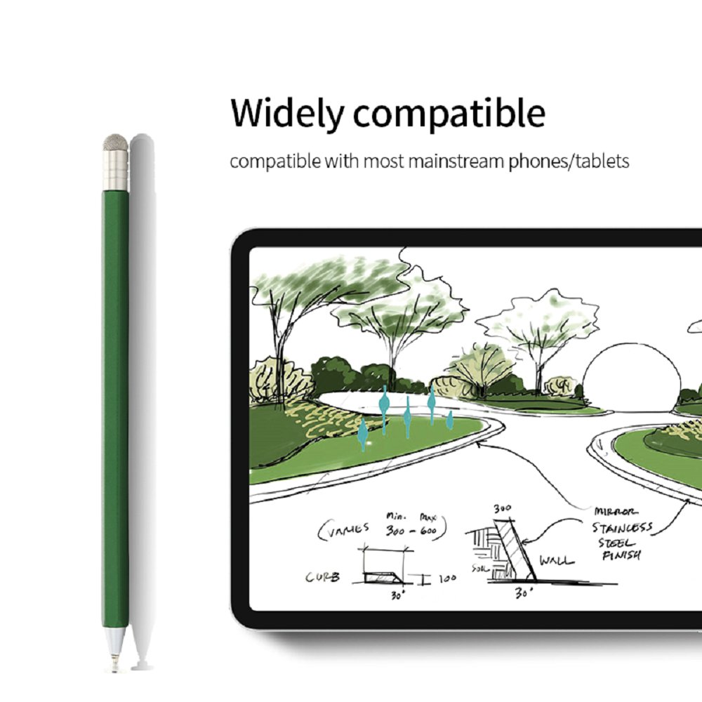 Dual-Tip Rotary Fabric & disk Metal Stylus Pen - Personalized Logo, Hexagon Holder for Students and School mobile phone tables