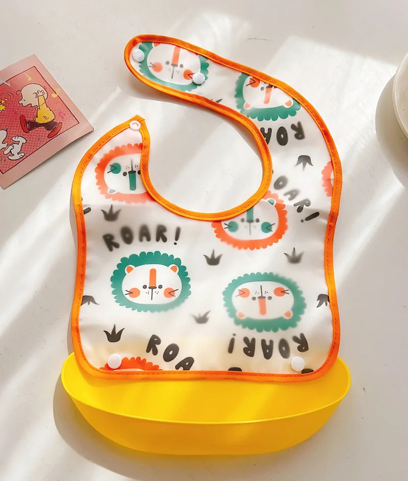 Detachable rice bag baby feeding bib s silicone waterproof suitable for babies infants Burp cloth cartoon adjustable 250414z