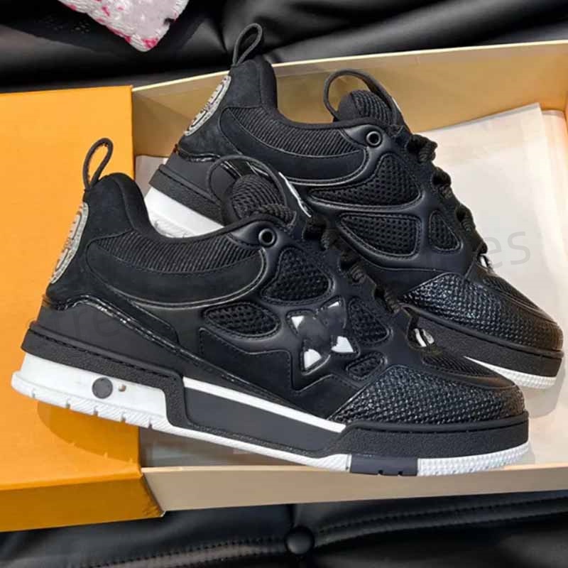 Top Quality Calfskin Skate Sneakers Designer Casual Shoes Luxury Low Leather Platform White Black Denim Blue Green Red Orange Women Mens Trainers E11