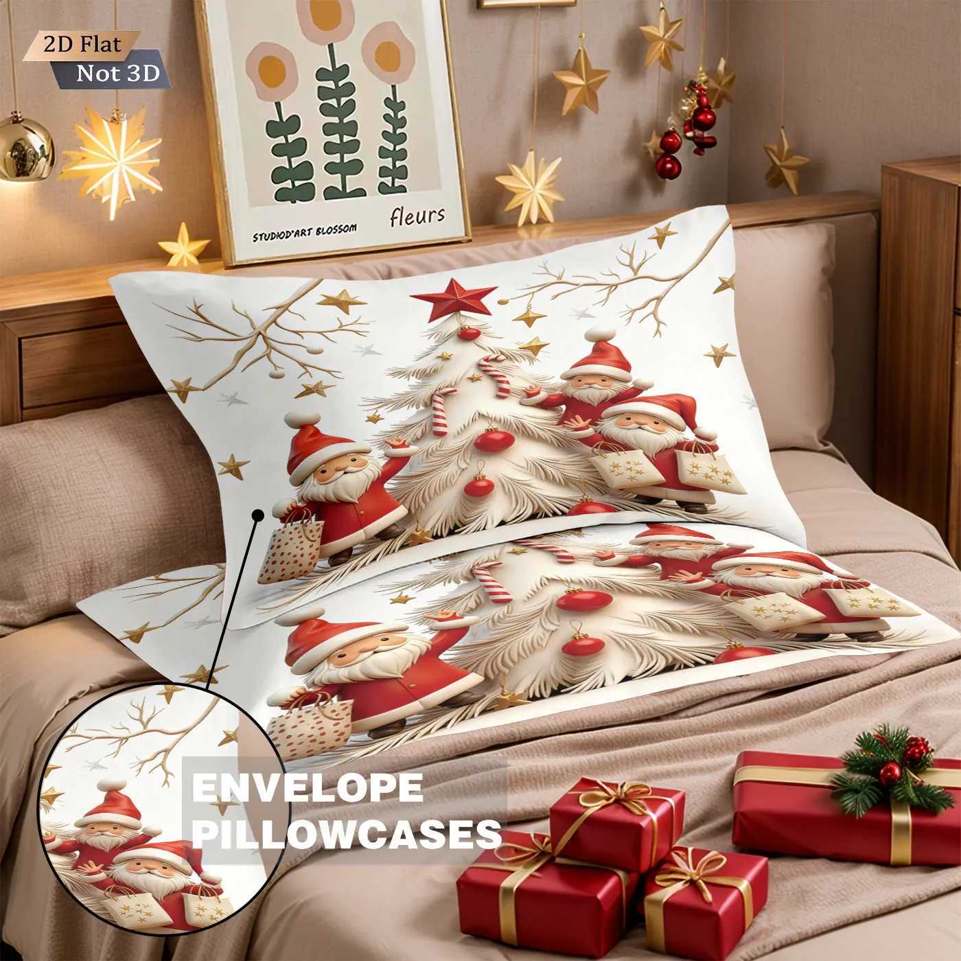 3pcs cartoon Christmas tree print coreless duvet set multi size bedroom dormitory bedding holiday decoration machine washableM251118
