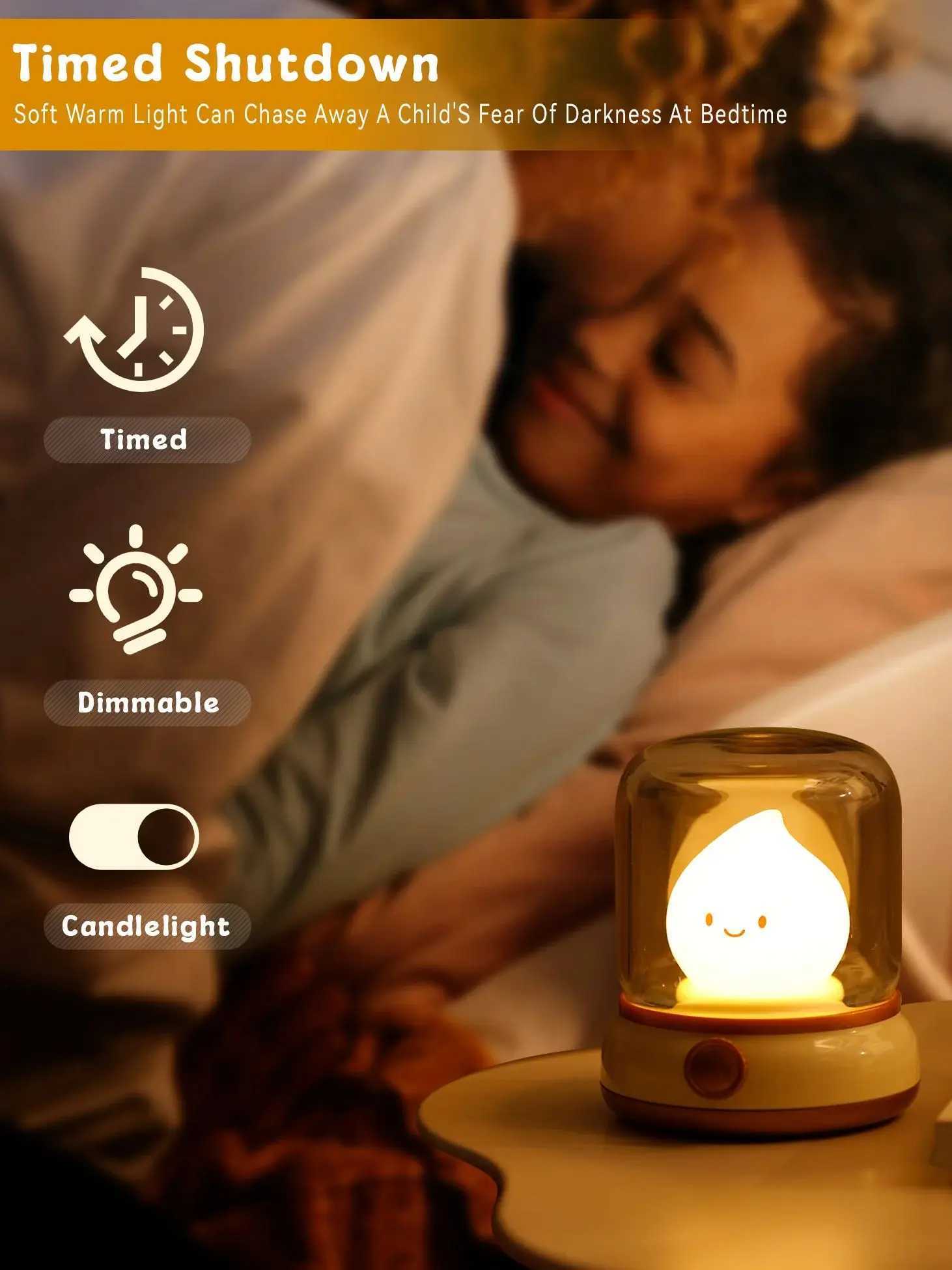 LED Flameless Candle Night Light Room Decoration Lights USB Table Lamp Dimmable Bedside Lamps Camping Light Halloween Xmas Gifts M251118