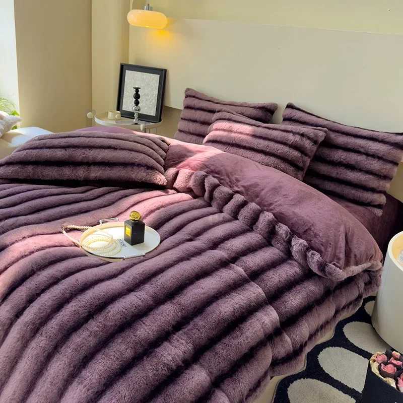 2024 new rabbit velvet milk velvet thickened rabbit fur warm four-piece set 15m 18m bed sheet four-piece setM251118