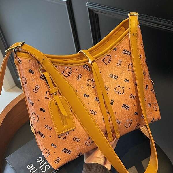 Korean printed tote new fashionable versatile casual shoulder women's bag, niche and trendy design, underarm bag