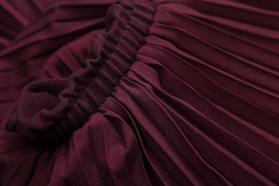 2024 Autumn Knitted Small Wrinkle Splicing Gentle Style Casual Womens High Waist Skills 250415Z