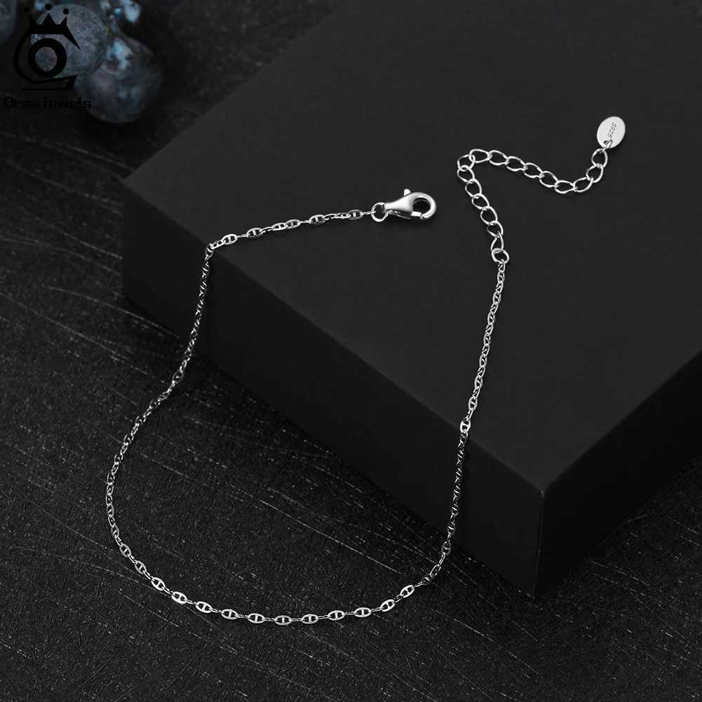 ORSA JEWELS 925 sterling silver sailor chain ankle fashionable womens summer 14K gold foot bracelet anklet Strs jewelry SA24XJ250418