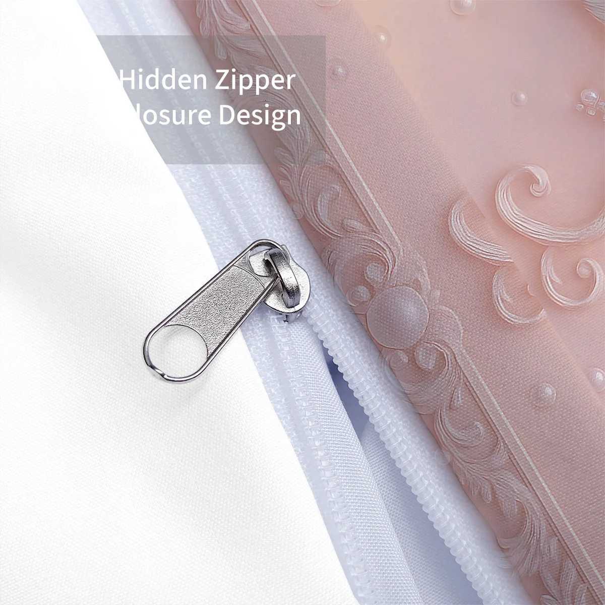 3pc Imitation 3D Pink Rose Print Coreless Bedding Set Soft and Comfortable Bedroom Dormitory Multiple Sizes Machine WashableM251118