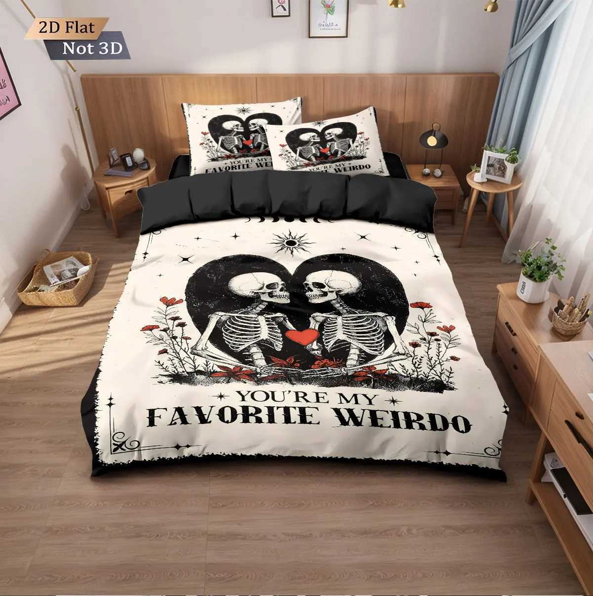 3pcs Halloween Skeleton Printed Chipless Bedding Set with Multi Sized Bedding and Dormitory duvet Decorations Soft and ComfortabM251118