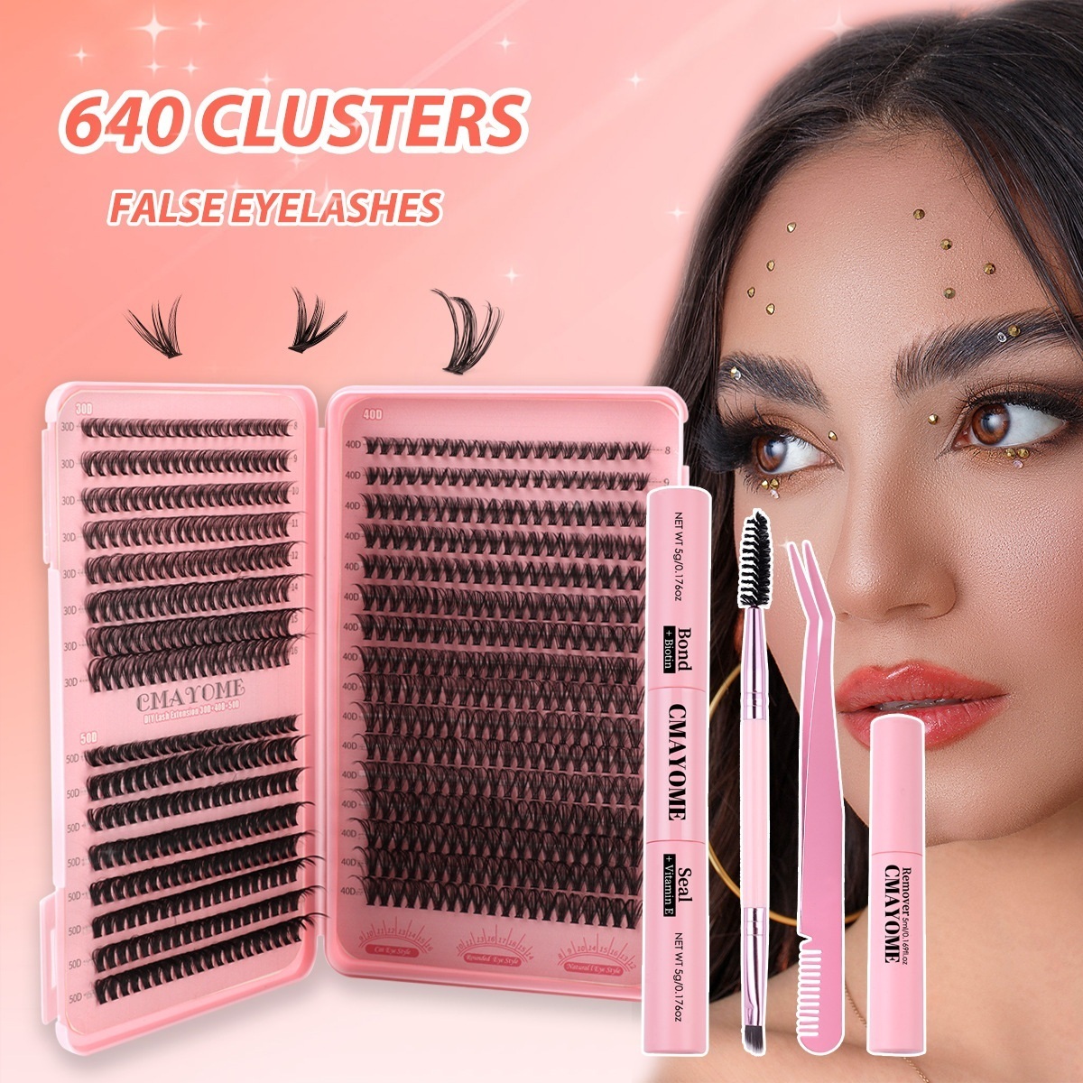 640Pcs DIY Individual Eyelashes Soft Lightweight DIY Cluster Lashes Kit Easy to Wear Handmade Reusable Segmented Eyelash Extensions Grafted Lashes