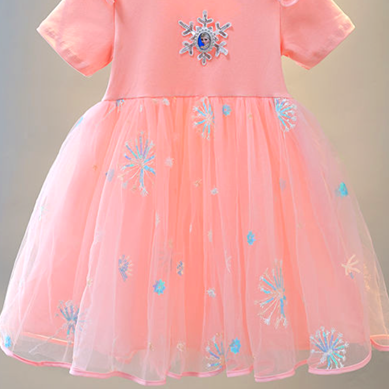 DISNEY Girls designer clothes kids dress designer baby clothes Soft fabric label-free design Elsa kids mesh dress.
