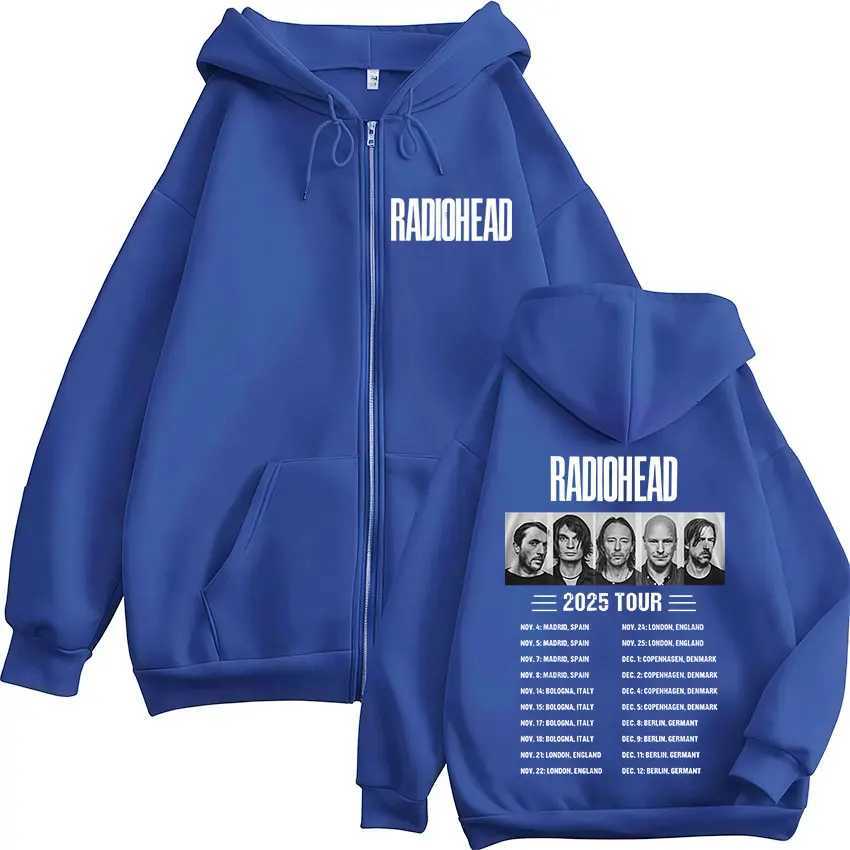 Rock Band Radiohead 2025 Tour Zipper Hoodies Men Women Fashion Hip Hop Zip Up Hooded Sweatshirts Jackets Coat Hoodie Streetwear X251118