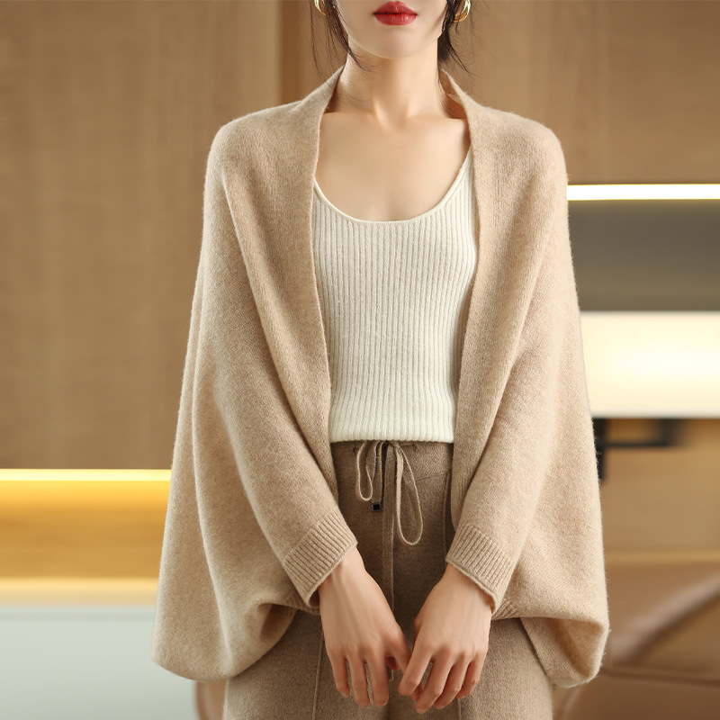 K428 High-end pure wool knitted shawl women's dress cheongsam outerwear cardigan red shawl wedding mother scarf cloak
