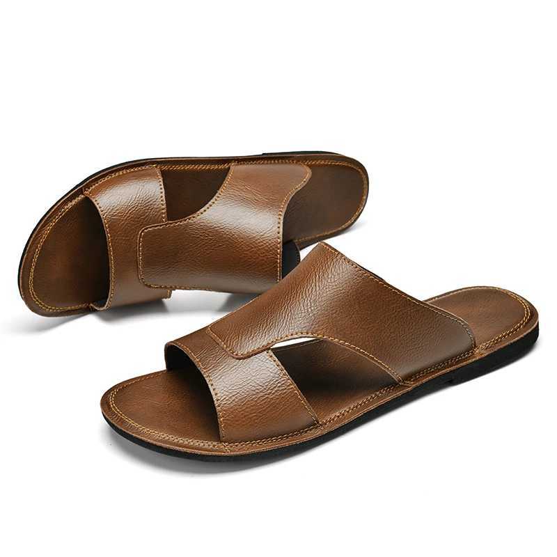 Leisure Walking Sandals Mens Summer Peep-toe Flats Youth Beach Slippers Non-slip Male Half Drag Ultra-light Soft-Soled SlidesC250418
