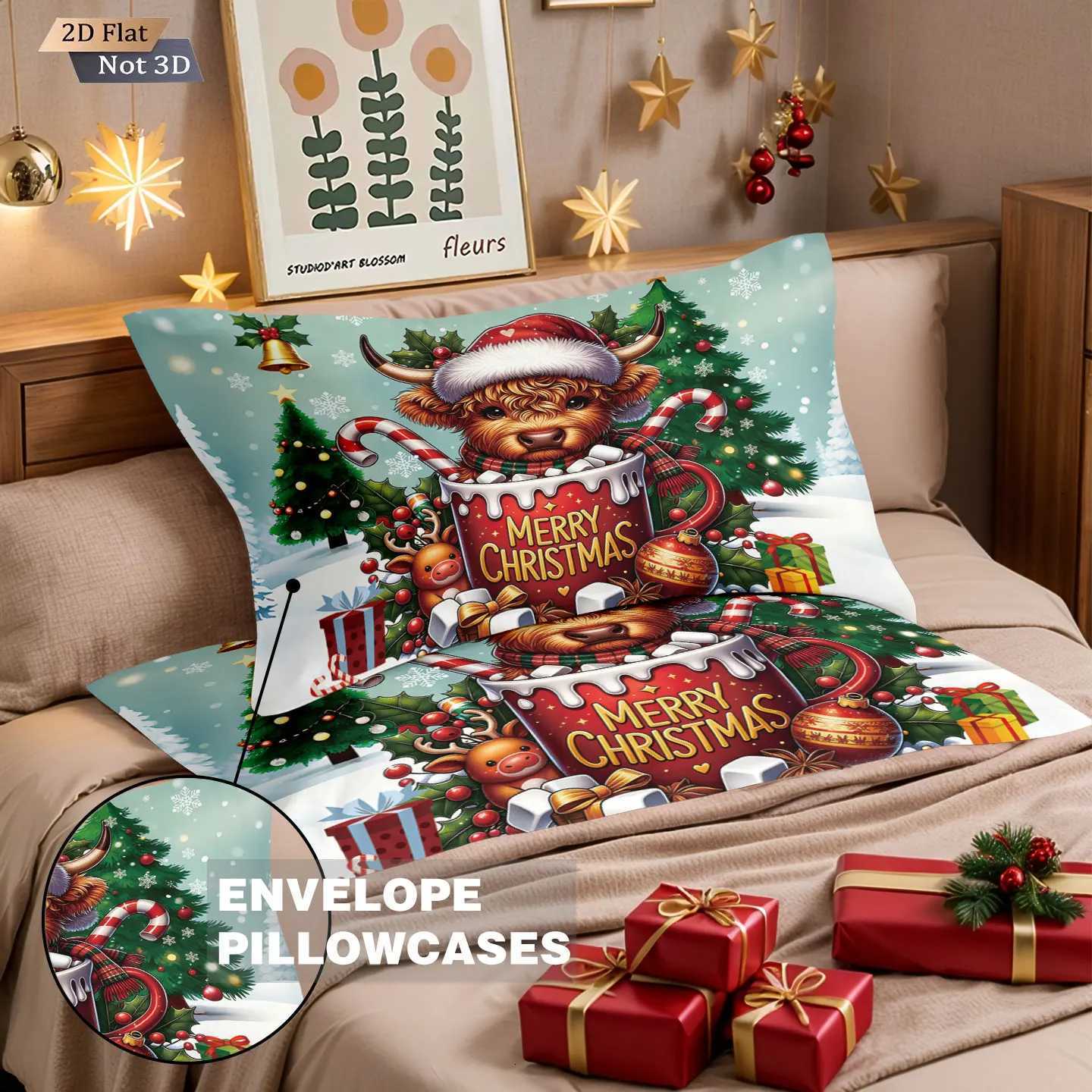 3pcs gift highland cattle print coreless bedding set multi size bedroom duvet cover decoration soft machine washableM251118