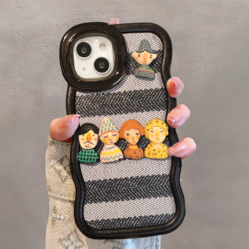 Stripe Doll Lanyard Phone Case Compatible with iPhone 17/16 Pro Max Dual Stand Niche Silicone Protective Case iPhone 16/15