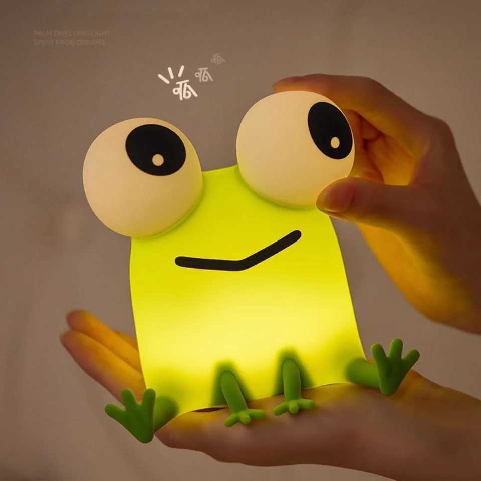 Frog Night Light LED Night Light Children Cute Frog Lamp with Touch Control Dimmable Silicone Childrens Room Night Light M251118