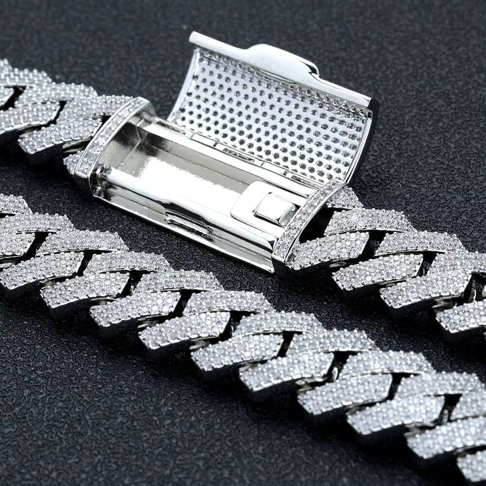 Laboratory cultivation 925 Silver Jewelry Moissanite Diamond Cuban Link Chain Hip Hop Custom Heavy Cuban Chain Bracelet and Necklace for Men