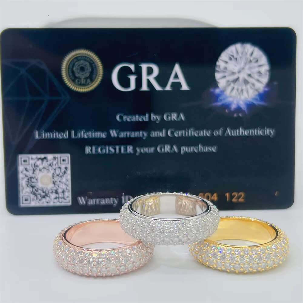 Sterling Sier 14K Gold Plated 4 Rows Moissanite Engagement Ring Dia Wedding Band for Men Women