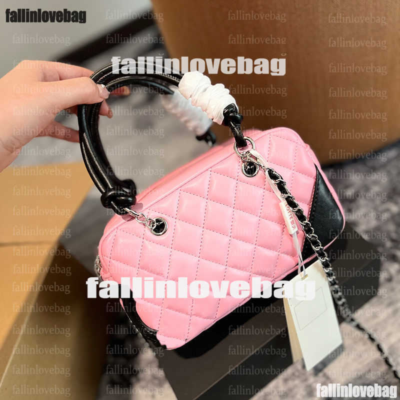 Evening Bags Vintage Designer Tote Bowling Bag Two Tone Letters Appliques Decoration Capacity Square Shoulder Bags Quilted Leather Silver Zipper Handbag 20 28cm