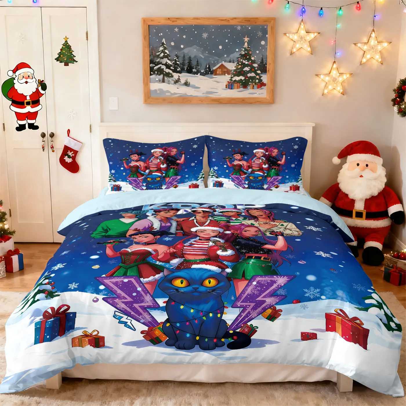 3pcs K-Pop Demon Hunters printed coreless down comforter set multi size bedroom bedding decoration soft and machine washableM251118