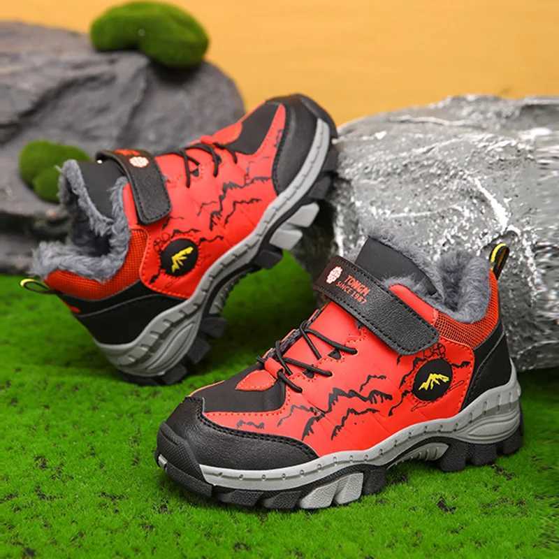 New Winter Warm Childrens Sports Shoes Comfortable Plush Cotton Boots for Kids Non-slip Outdoor Hiking Boots Boy Trekking Shoes W251118