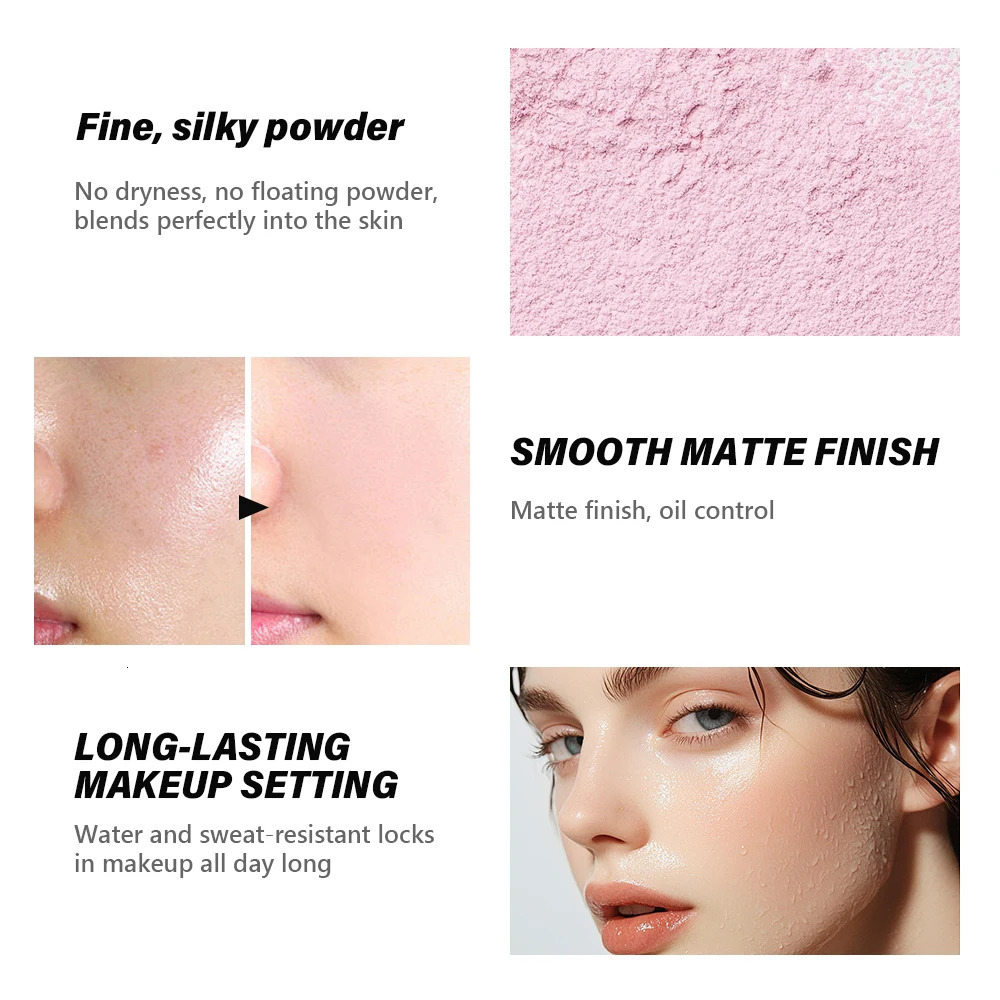 Pink Makeup Loose Powder Transparent Natural Face Finishing Powder Professional Oil-control Waterproof Matte Setting Powder 250409