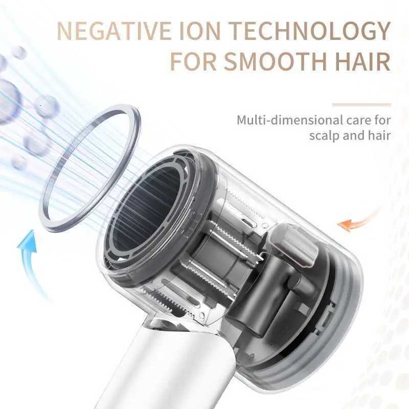 Negative Ion Hair Dryer Brushless Motor 1400W High Speed Blow Dryer 3 Speed 4 Temp Travel Hair Dryer for Home Travel Salon WhiteT251118