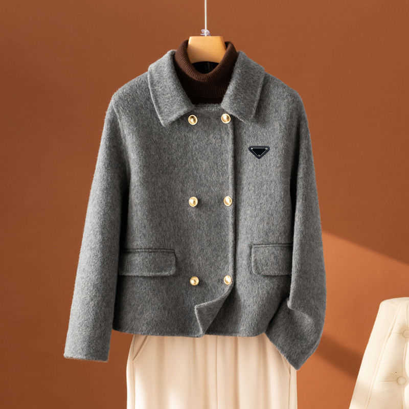Women's Wool & Blends Designer Double-Sided Cashmere Coat for Women Short Length Petite Size Autumn Winter New High-End Woolen IL0W